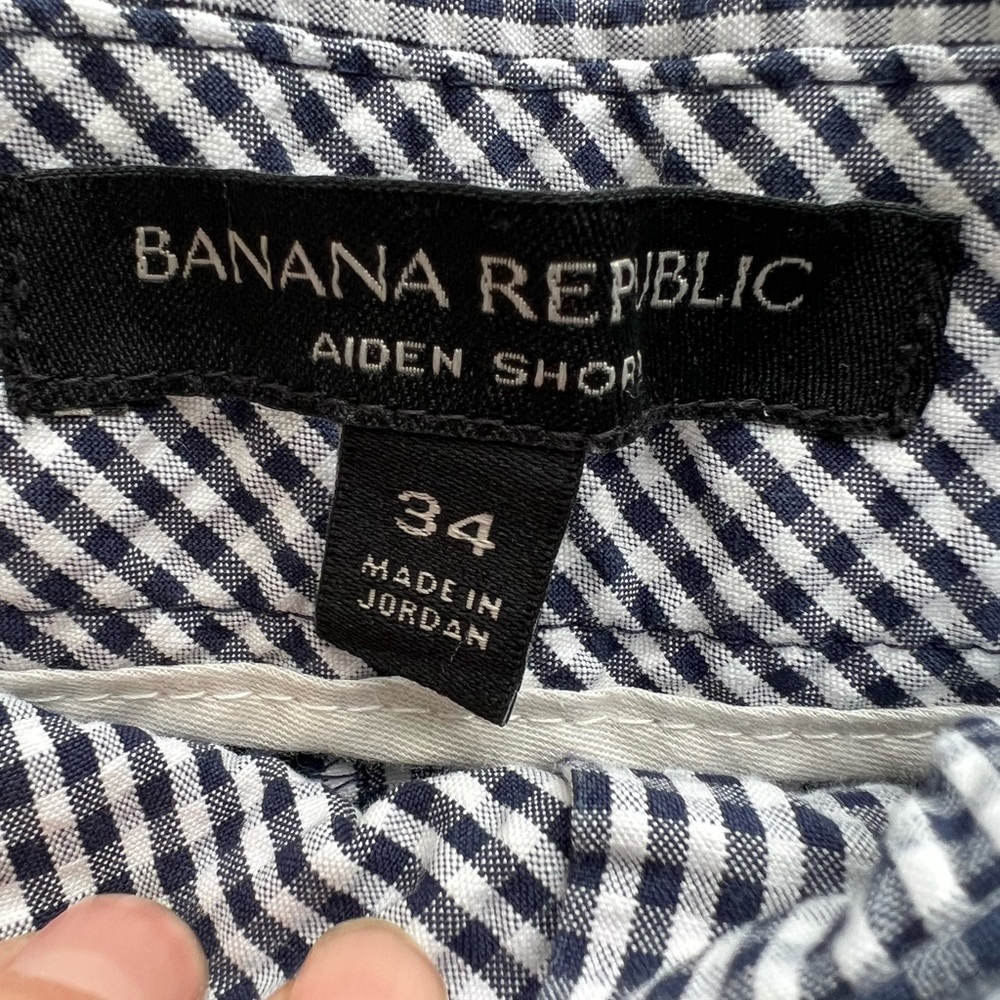 Banana Republic Aiden Short Chino Cotton Flat Front Gingham Men's Size 34 - Picture 5 of 9
